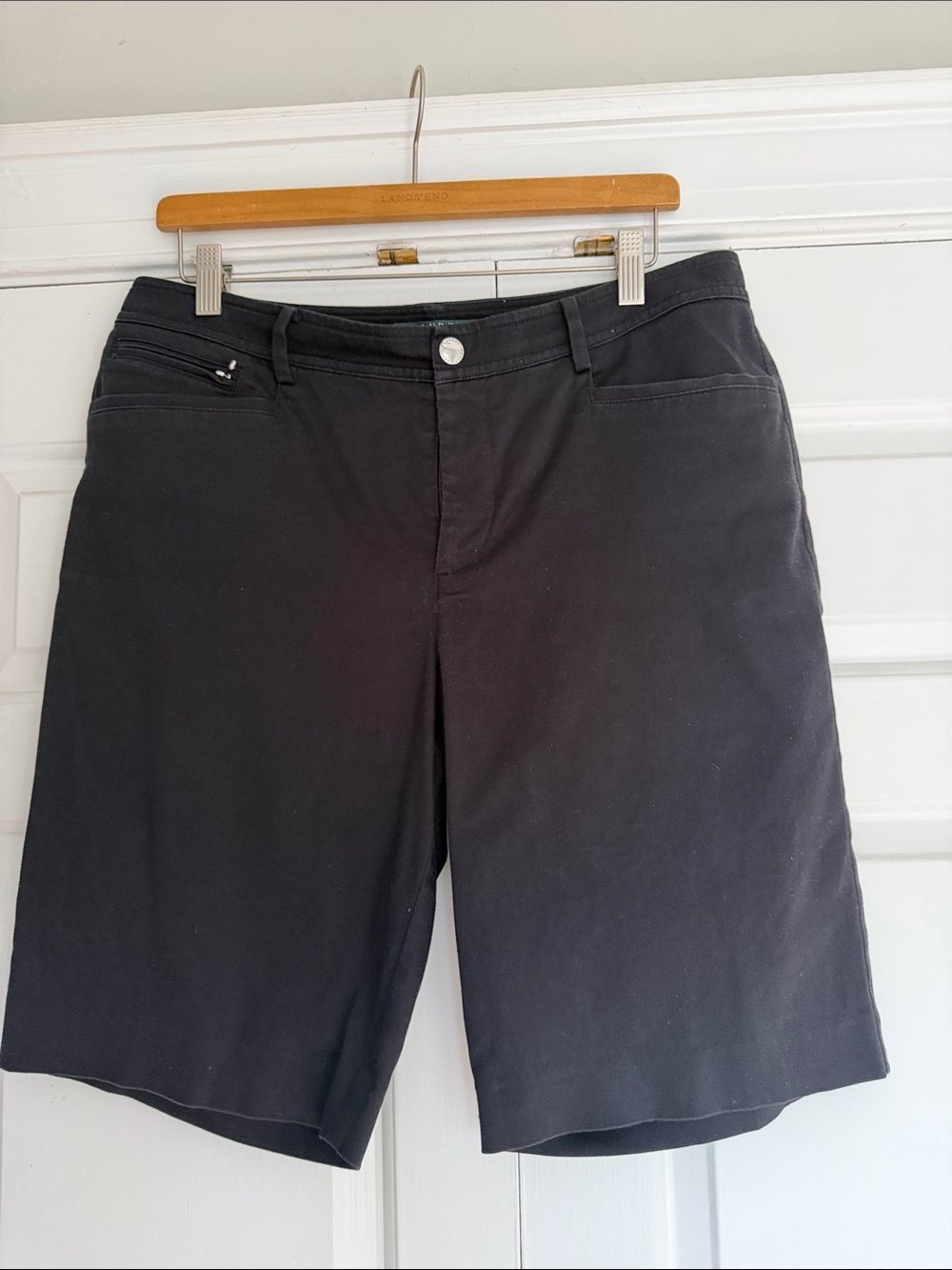 Lauren Ralph Lauren Women 10 Black Mid-Rise Bi-Stretch Twill Bermuda Short NWT